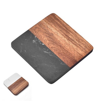Marble and Acacia Coasters 3.9"*3.9"