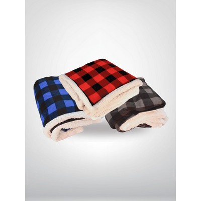 Deluxe Sherpa Throw Blanket- Buffalo Check